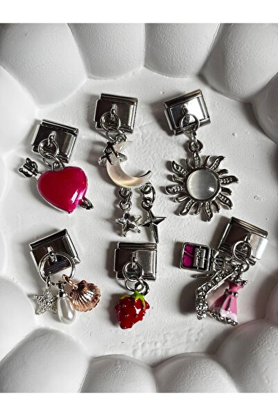 bijoux uniques pembe kalp ay yıldız güneş inci deniz kabuğu çilek parfüm ayak...