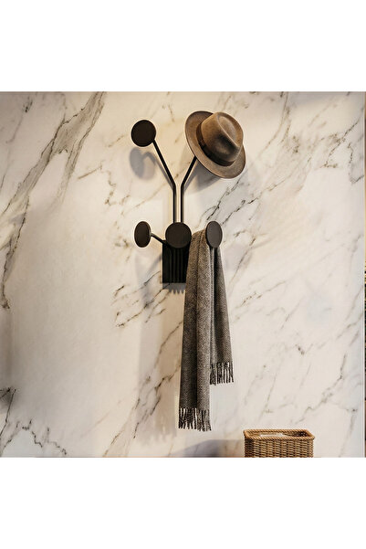 MOİRA Mat Siyah,Dekoratif Metal Duvar Askısı Modern Tasarım Antre Banyo Hol P...