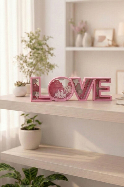 Plodna House LOVE Dekoratif Masa & Raf Süsü 3D Baskı