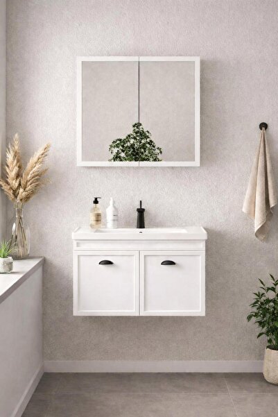 Gold Ban-yom TRIA 80 BEYAZ MDF Banyo Mobilyası Seti