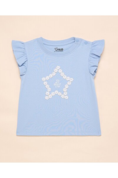 R&B بلوزة مزينة بياقة دائرية وأكمام واسعة