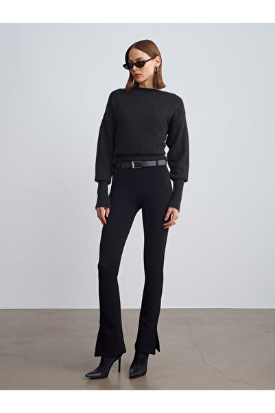 Dilvin 10857 Pulover cu textura moale cu gât barca-antracit