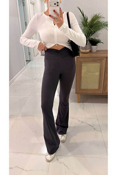 BİRCANÇİL Hedro Anthracite Buy Ruched Detail Spanish Leggings