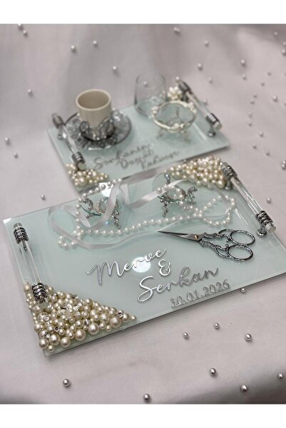 GÜRLEK TEKSTİL Mercan Model Engagement Tray Promise Tray Girl Proposal Tray S...