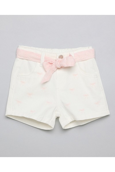 R&B شورت مطرز مع زر للإغلاق