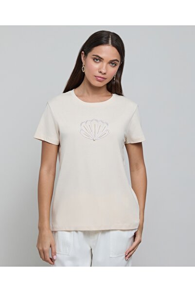 R&B تي شيرت مطرز برقبة دائرية وأكمام قصيرة