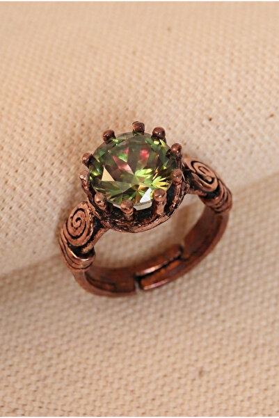 Süspüs Accessories Pure Copper Authentic Ring with Mystic Topaz Stone
