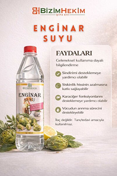 BİZİMHEKİM ŞİFA EVİ BizimHekim Enginar Suyu %100 Doğal Su Buharı Distilasyonu...