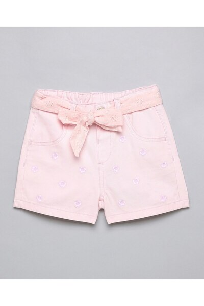 R&B شورت مطرز مع زر للإغلاق