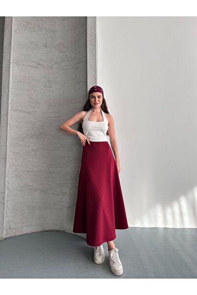 eyyebelle Women's Modal Fabric Elastic Waist Flared Skirt