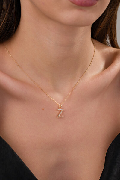 Zeynepli gold & jewelry 14 AYAR ALTIN TAŞLI Z HARFLİ KOLYE