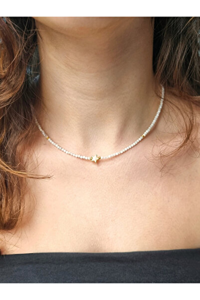 NEMOR STUDIO Moonstone Natural Stone Necklace |   Elegant Design with Star De...