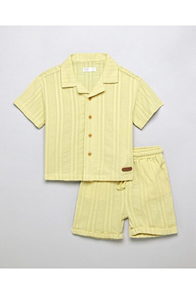 R&B Boys Mustard Striped Shirt and Shorts Set
