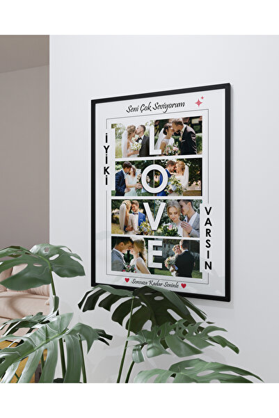 çınararthome Kişiye Özel LOVE Fotoğraflı Çerçeve Tablo | Sevgililer Günü Hedi...