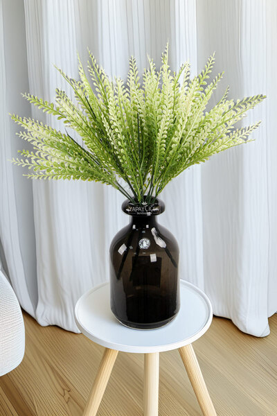 Yapay Çiçek Deposu نبات صناعي 5 فروع نبات الوادي الدخاني 37 سم أبيض