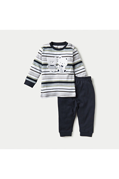 Juniors Bear Applique T-shirt and Pyjama Set