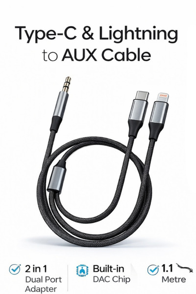 Etiget كابل من نوع C وLightning إلى AUX |   2 في 1 |   شريحة DAC المدمجة |   ...