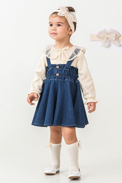 Cantoy Vintage Stil Dantel Detaylı Kız Çocuk Jile Seti 3'lü Kombin