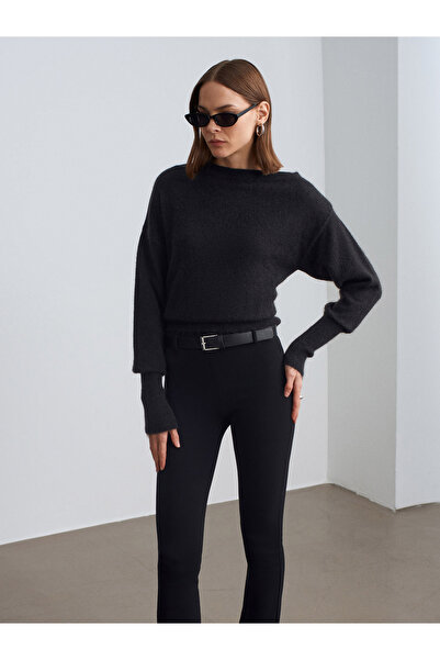 Dilvin 10857 Pulover cu textura moale cu gât barca-antracit