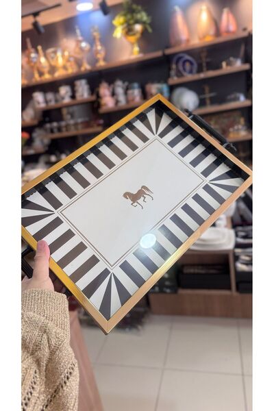 ERVA SİYAH KUŞLU LÜKS TEPSİ