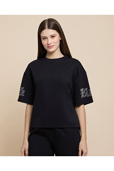 R&B تي شيرت مطبوع برقبة دائرية وأكمام قصيرة