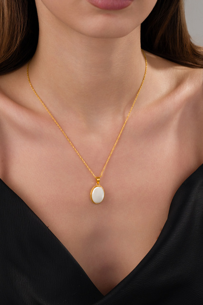 Zeynepli gold & jewelry 14 AYAR ALTIN MARDİN İŞİ OVAL TAŞLI KOLYE