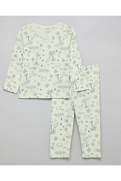R&B طقم ملابس للأولاد متعدد مطبوع