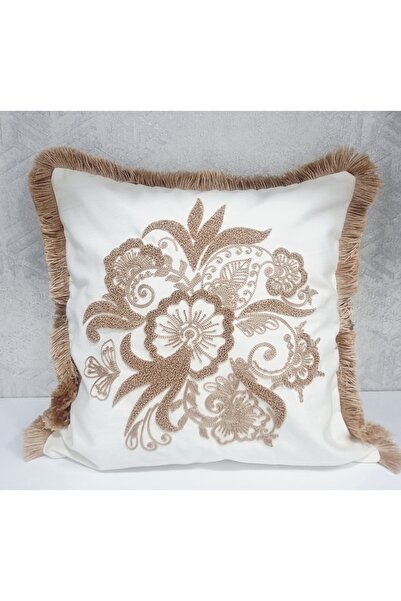 GenelTedarik Punch Embroidery Patterned Linen Throw Pillow Case