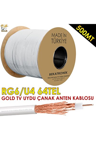 BekaTronik Anten Tv Çanak Uydu Lnb Kablosu RG6 U4 500 Metre