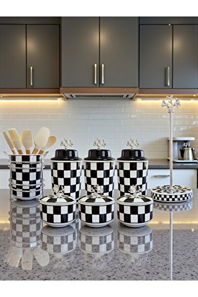 ferayhome Mutfak Çeyiz Seti 104 Kahvaltılık Baharatlık Kaşıklık Havluluk Siya...