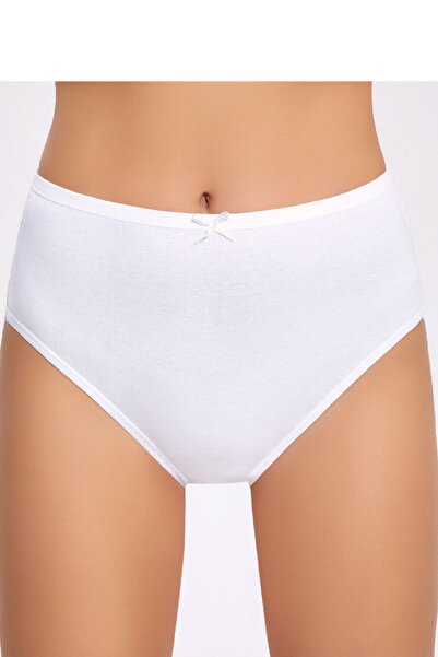 İlke 12 Pieces, 100% Cotton Ribbed, with Bow, High Waist, Women's Bato Pantie...