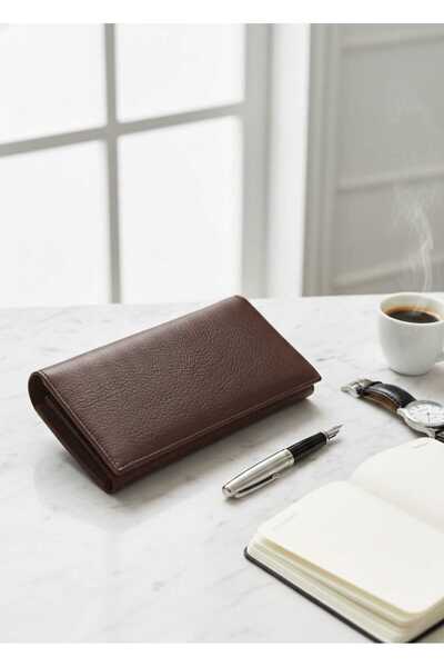 Carenzo Genuine Leather Men's Wallet Real Leather Stylish Phone Holder Brown Tan