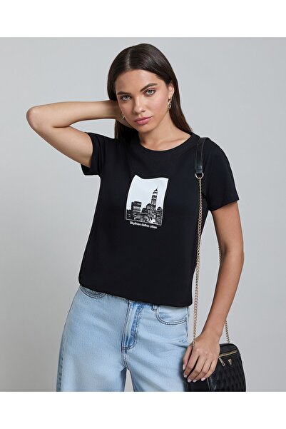 R&B Printed T-Shirt with Crew Neck and Short Sleeves