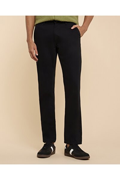 R&B بنطال مستقيم سادة مع زر للإغلاق