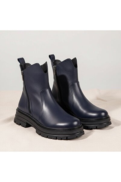 Modlet.ro Women's blue zipper boots made of leather MOD10459