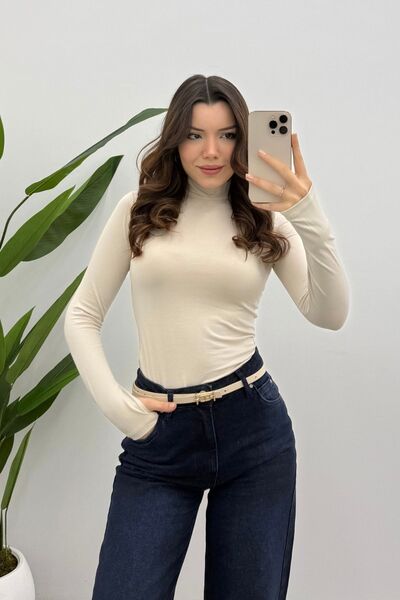 Yefrastore Women's Stone Finger Detailed Bodysuit