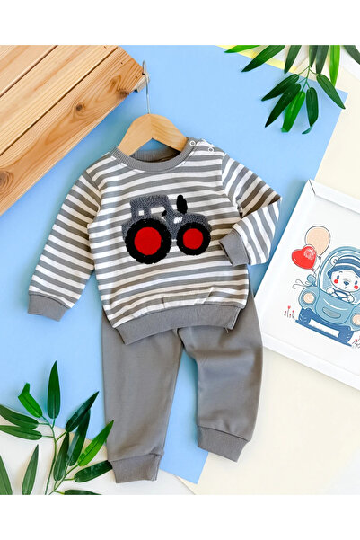 hümabebe Tractor Punch Shoulder Snap Transitional 2-Piece Set