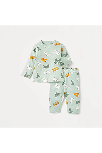 Juniors All-Over Alphabet Print Cotton T-shirt and Pyjama Set