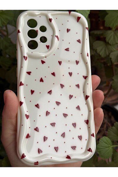 Samsung Galaxy A13 Compatible Soft Silicone Case with Red Heart Pattern
