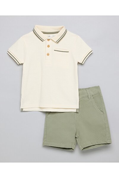 R&B طقم تي شيرت بولو وشورت سادة