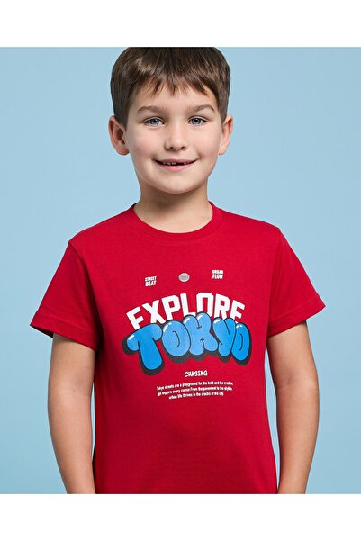 R&B تي شيرت مطبوع برقبة دائرية وأكمام قصيرة