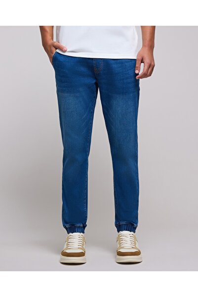 R&B بنطال جينز باهت مع رباط خصر