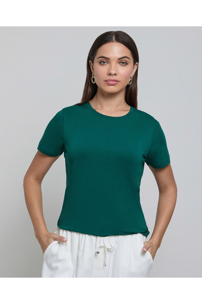 R&B Solid T-Shirt with Crew Neck and Short Sleeves