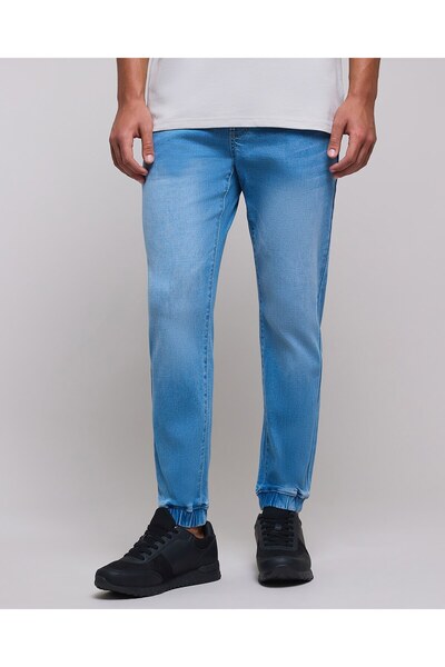 R&B بنطال جينز باهت مع رباط خصر