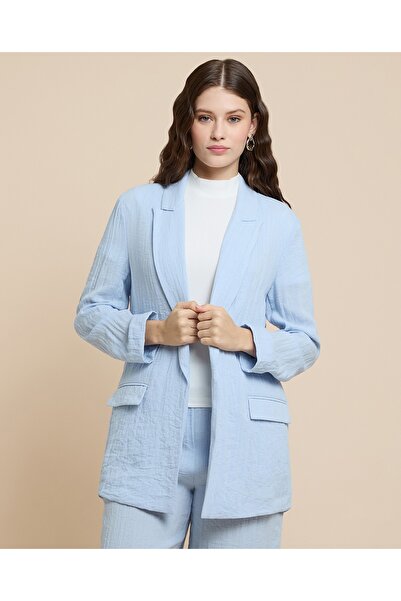 R&B بليزر مجعد بأكمام طويلة