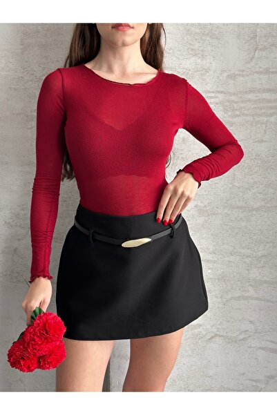 eyyebelle Women's Crew Neck Transparent Blouse