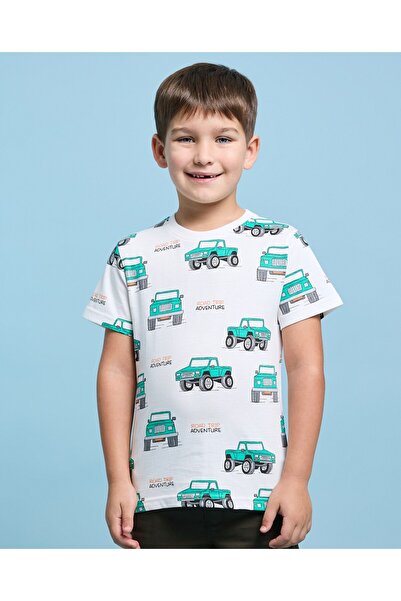 R&B تي شيرت مطبوع برقبة دائرية وأكمام قصيرة