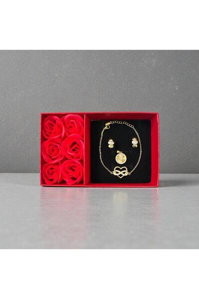 OEM Set Cadou Rafinat Cu Bijuterii Aurii Si Trandafiri Din Sapun