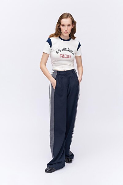 Quzu Women's Canvas Trousers 710040 Navy Blue