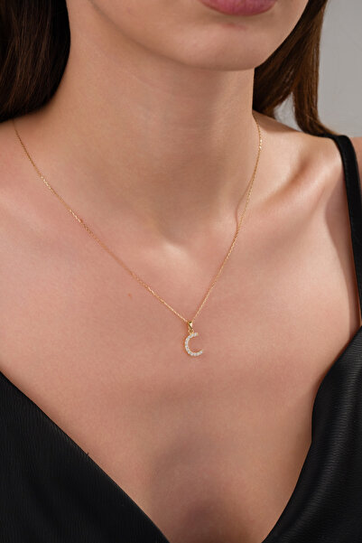 Zeynepli gold & jewelry 14 AYAR ALTIN TAŞLI C HARFLİ KOLYE